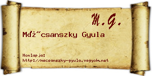 Mácsanszky Gyula névjegykártya